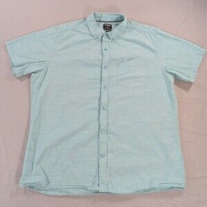Hurley Shirt Mens XL Aqua Button Up Short Sleeve Cotton Classic Fit